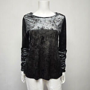 Vince Camuto Size M Blouse Top Crushed Velvet Ruched Cuffs Long Slv Whimsigoth